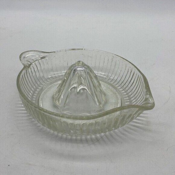 Vintage Glass Juicer Orange Juice Reamer Depression Glass Handle Spout 8” Long - Picture 1 of 7